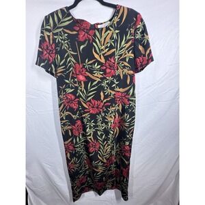 vintage 90s Kathie Lee Collection black tropical sheath Pattern Size Medium 8/10